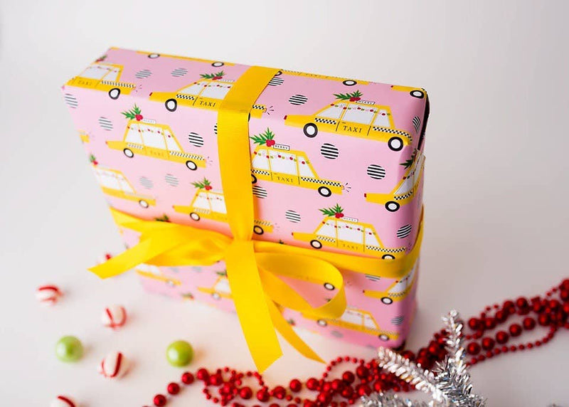 Wrapping Paper, Holiday Gift Wrap, Pink Wrapping, NYC, Taxi