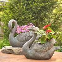 Magnesium Swan Planters "Derek & Odette"- 2 Assorted