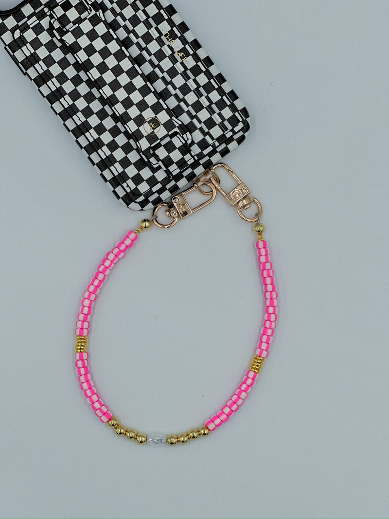 Zinnia Wristlet: Neon Pink / Gold