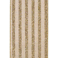 Glitter Stripes Linen Wired, Natural/gold, 4 In, 10 Yards