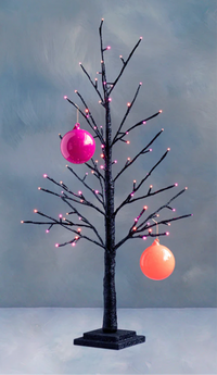 Small Halloween Tree Pink & Orange Lights 36”