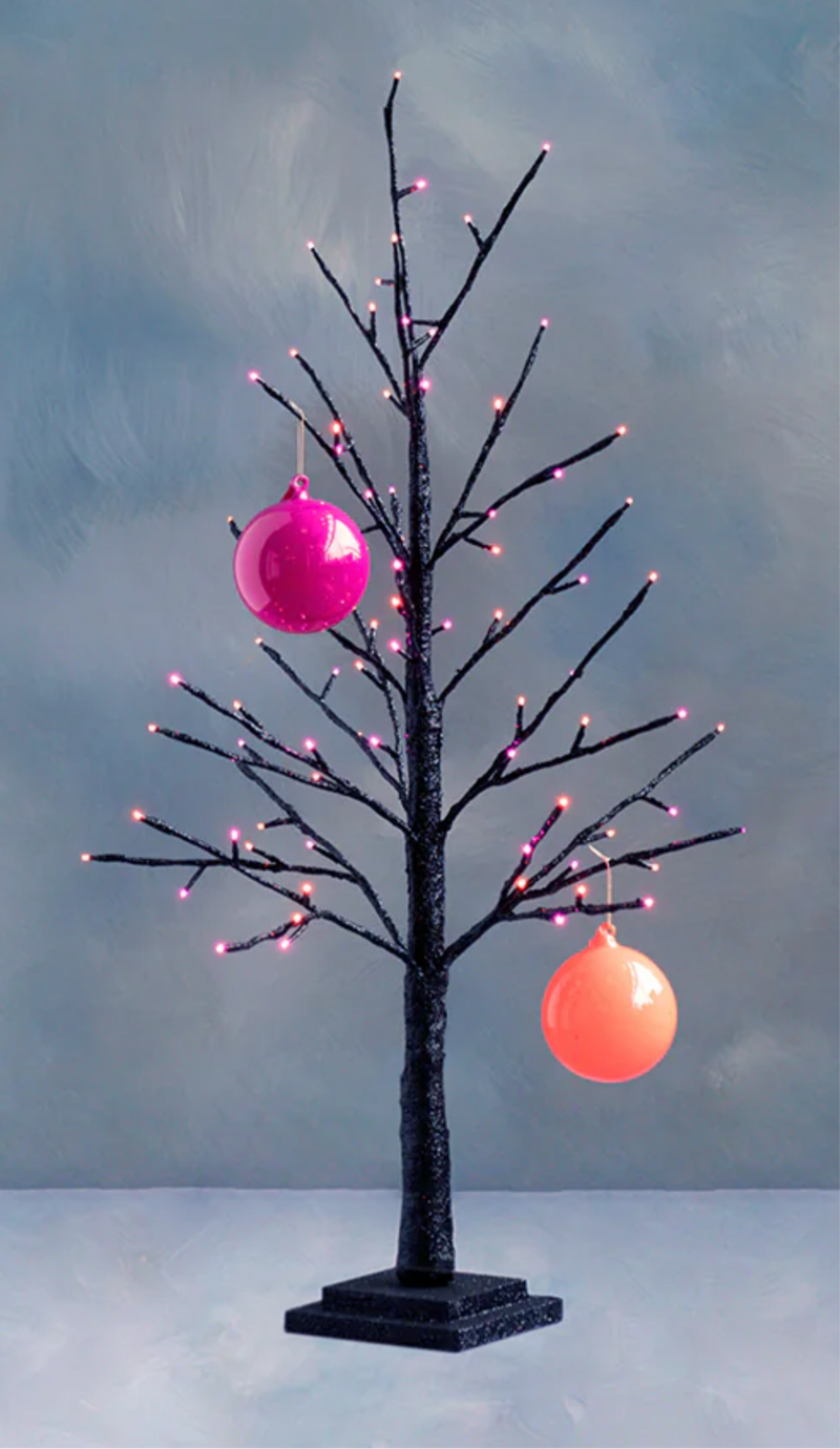 Small Halloween Tree Pink & Orange Lights 36”