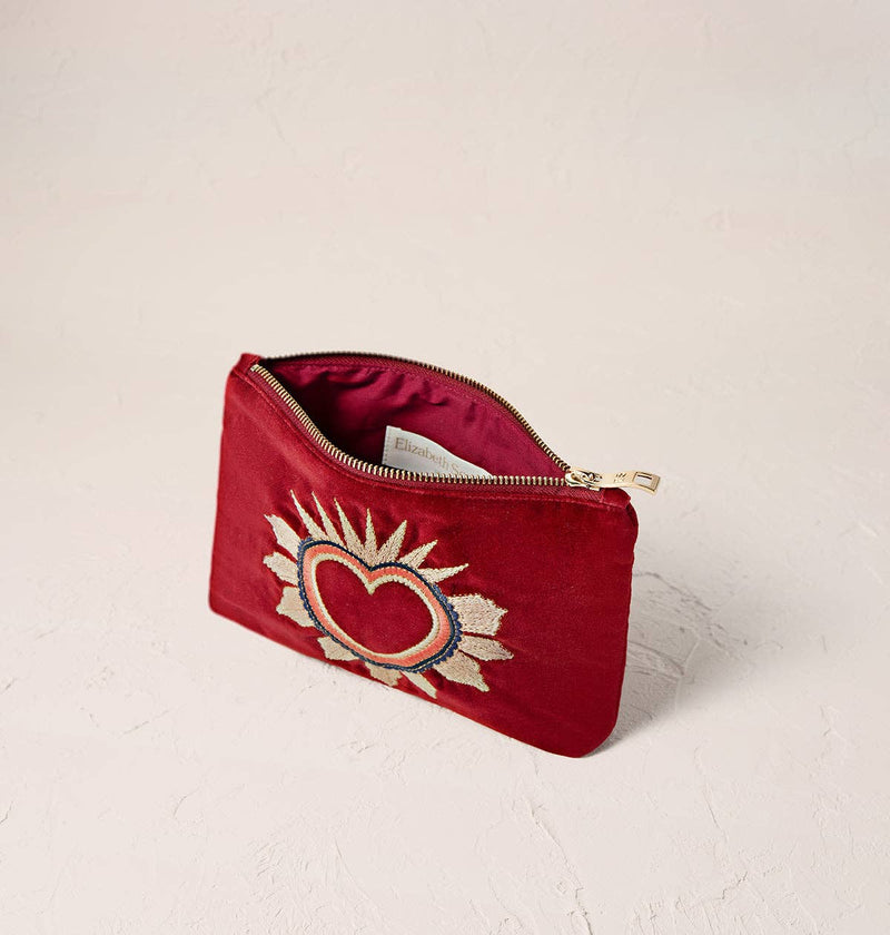 Elizabeth Scarlett London - Sacred Heart Mini Pouch: Rouge / Velvet