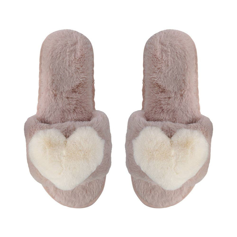 Plush Heart Slippers