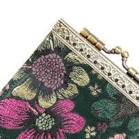 Green & Pink Floral Brocade RFID Card Holder