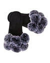 MeMoi Luxe Pompom Open Toe Plush Slippers Black