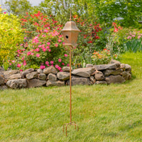 65.5" Tall Iron Birdhouse Stake "Riga"- 2 Color Options: Silver