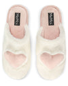3d plush heart slippers ivory and pink 