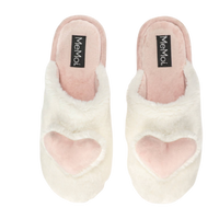 3d plush heart slippers ivory and pink 