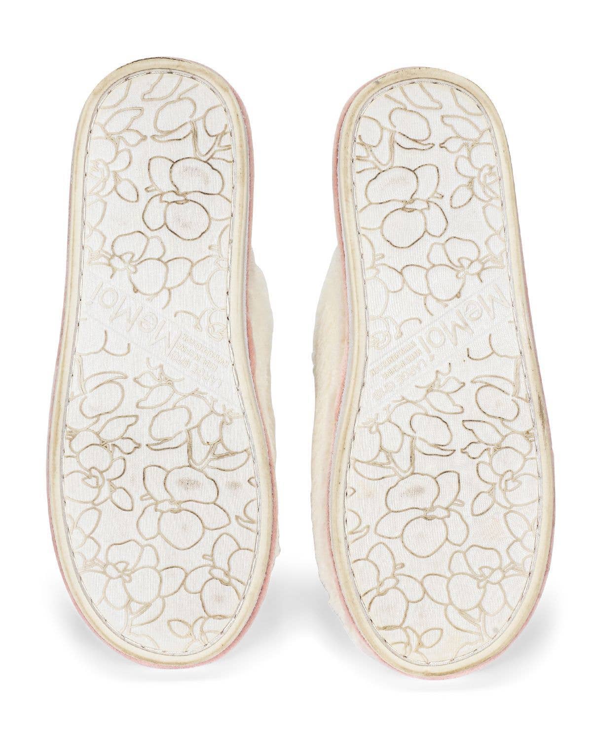 3d plush heart slippers ivory and pink 