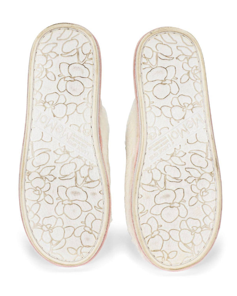 3d plush heart slippers ivory and pink 