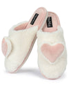 3d plush heart slippers ivory and pink 