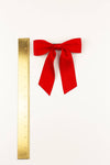 Grace & Grandeur Delora Matte Satin Bow Barrette: Red