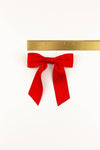 Grace & Grandeur Delora Matte Satin Bow Barrette: Red