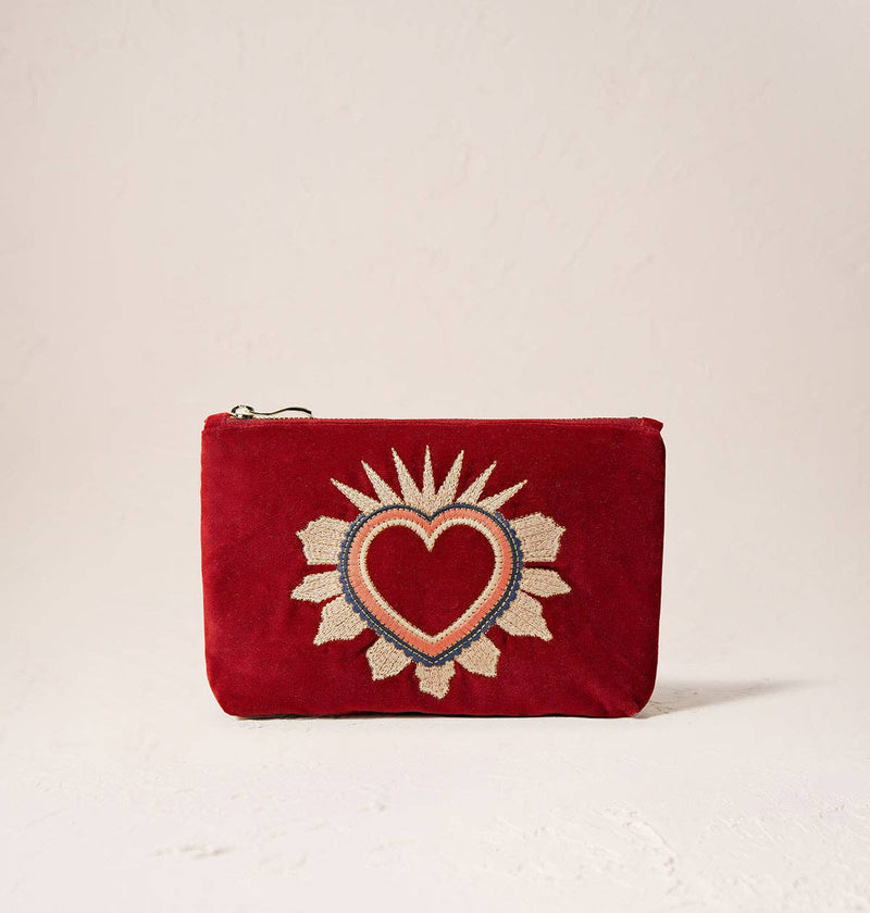 Elizabeth Scarlett London - Sacred Heart Mini Pouch: Rouge / Velvet