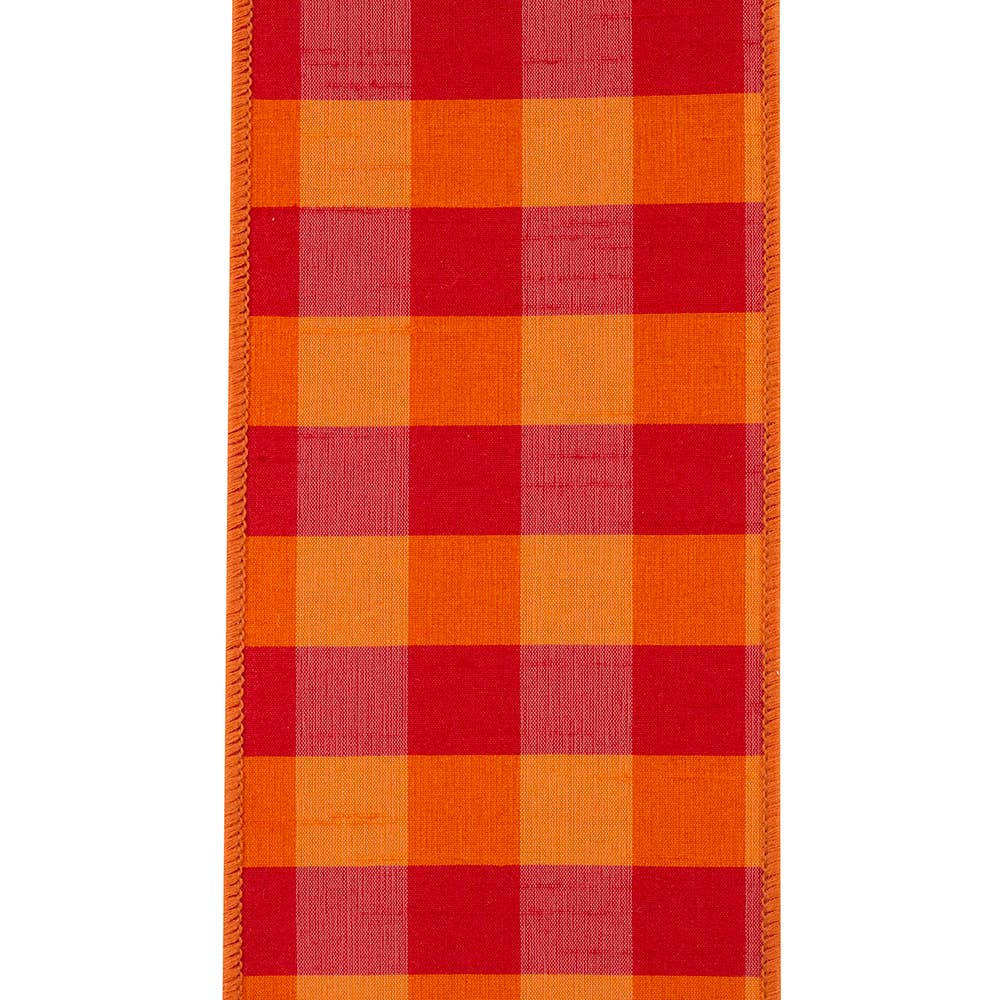 Dupioni Tierra Check, Orange/fuchsia, 4 In, 5 Yards