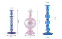 Colorful Egyptian Revival Glass Candlesticks: Big Bone Blue