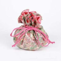 Abstract Pattern Brocade Jewelry Pouch: Light Green & Pink