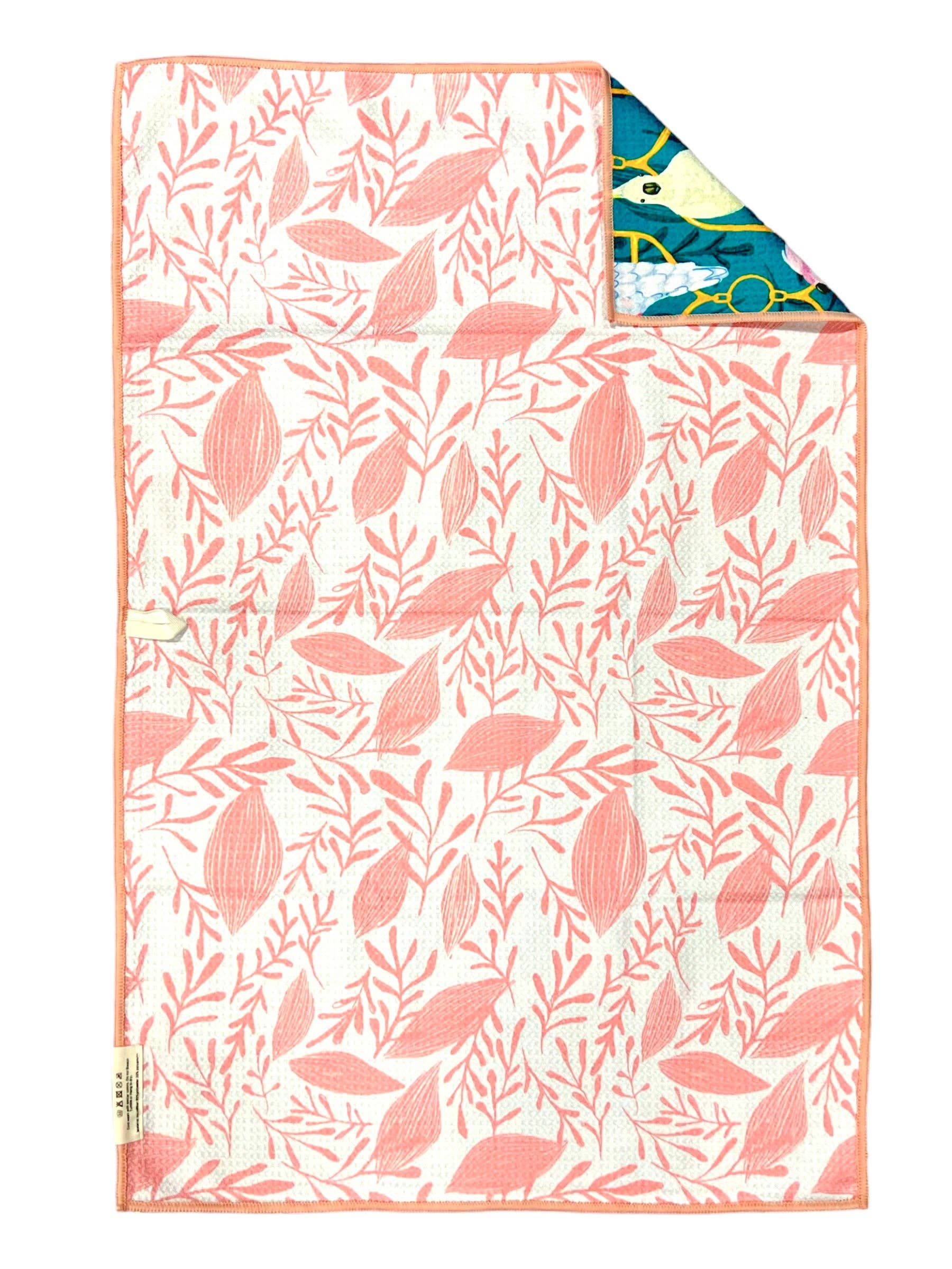 Crae Home Bouffant Reversible Hand Towel – Turquoise / White / Pink