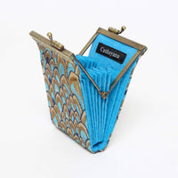 Gold & Teal Feather Brocade RFID Card Holder