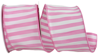 Cabana Stripe Dupioni Wired Edge, Pink, 2-1/2 In, 10 Yards