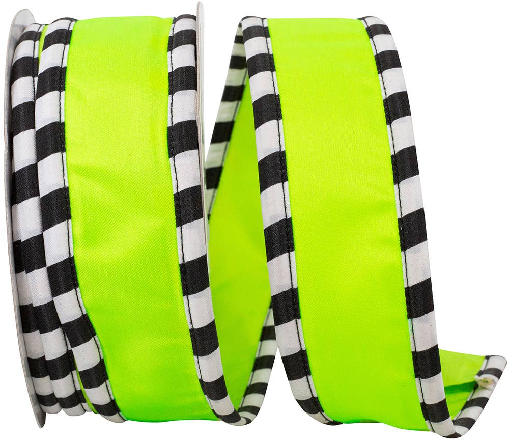 Ticking Wrapped Edge Satin, Citrus, 1-1/2 In, 10 Yards