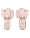 MeMoi Luxe Pompom Open Toe Plush Slippers Blush