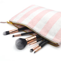 Pink Stripe Terry Flat Pouch - Large