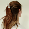 Sara  Acetate Hair Claw Clips: White Multi