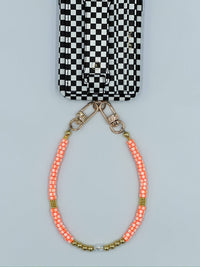 Zinnia Cell Phone Wristlet: Neon Orange / Gold