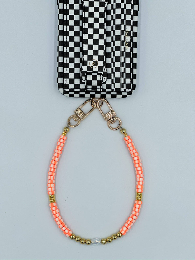 Zinnia Cell Phone Wristlet: Neon Orange / Gold