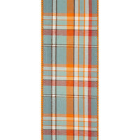 February Plaid Wired Edge Ribbon, Slate, 2-1/2 In, 10 Yards