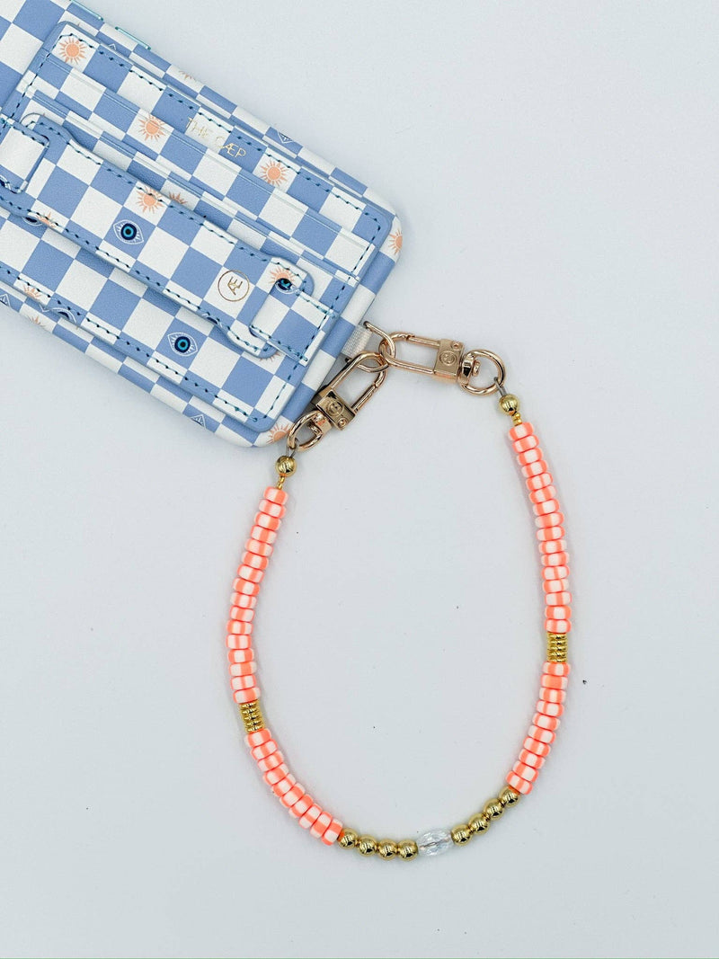 Zinnia Cell Phone Wristlet: Neon Orange / Gold