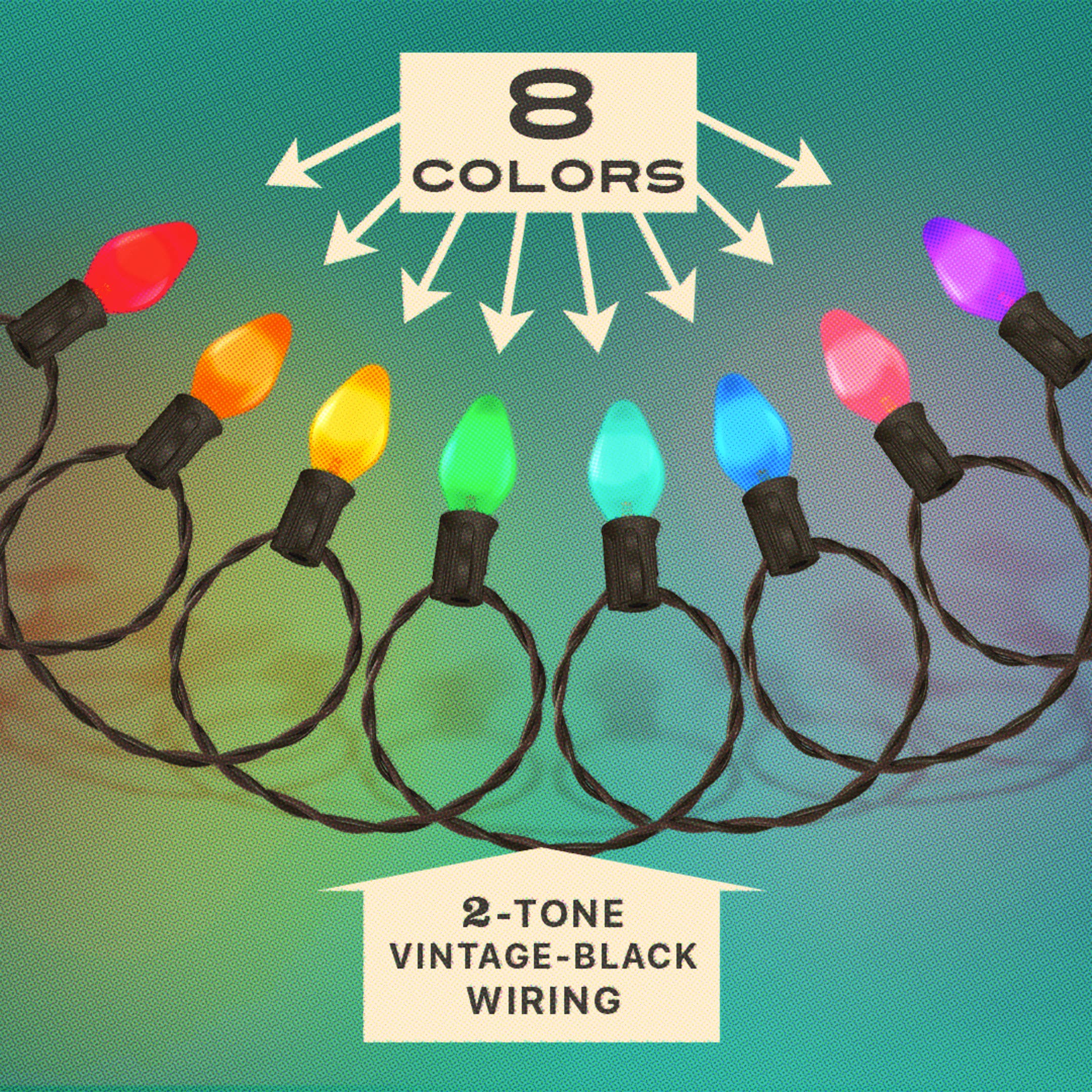 Vintage Style Rainbow LED Light String - C7 24-Light Set