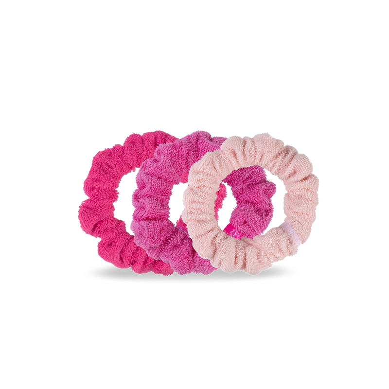 Set of 3 Pink Terry Cloth Scrunchies