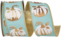 White Gilded Pumpkin Deluxe, Teal, 2-1/2 In, 10 Yards