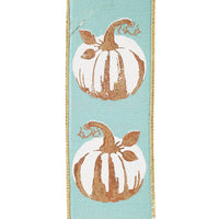 White Gilded Pumpkin Deluxe, Teal, 2-1/2 In, 10 Yards