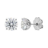Anna Zuckerman Just Like Diamonds Only Better 3 carat stud earrings featuring round White Diamond Crystalline stones in a sterling silver Martini setting.