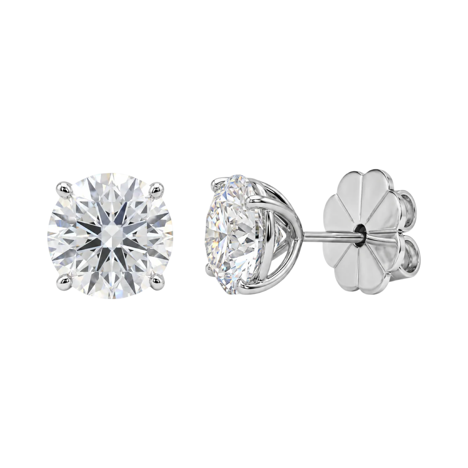 Anna Zuckerman Just Like Diamonds Only Better 3 carat stud earrings featuring round White Diamond Crystalline stones in a sterling silver Martini setting.