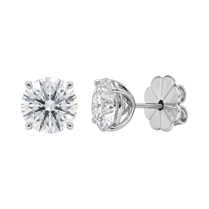 Anna Zuckerman Just Like Diamonds Only Better 3 carat stud earrings featuring round White Diamond Crystalline stones in a sterling silver Martini setting.