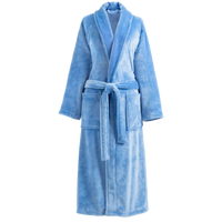 Annie Selke French Blue 2.0 Fleece Bath Robe OSFA
