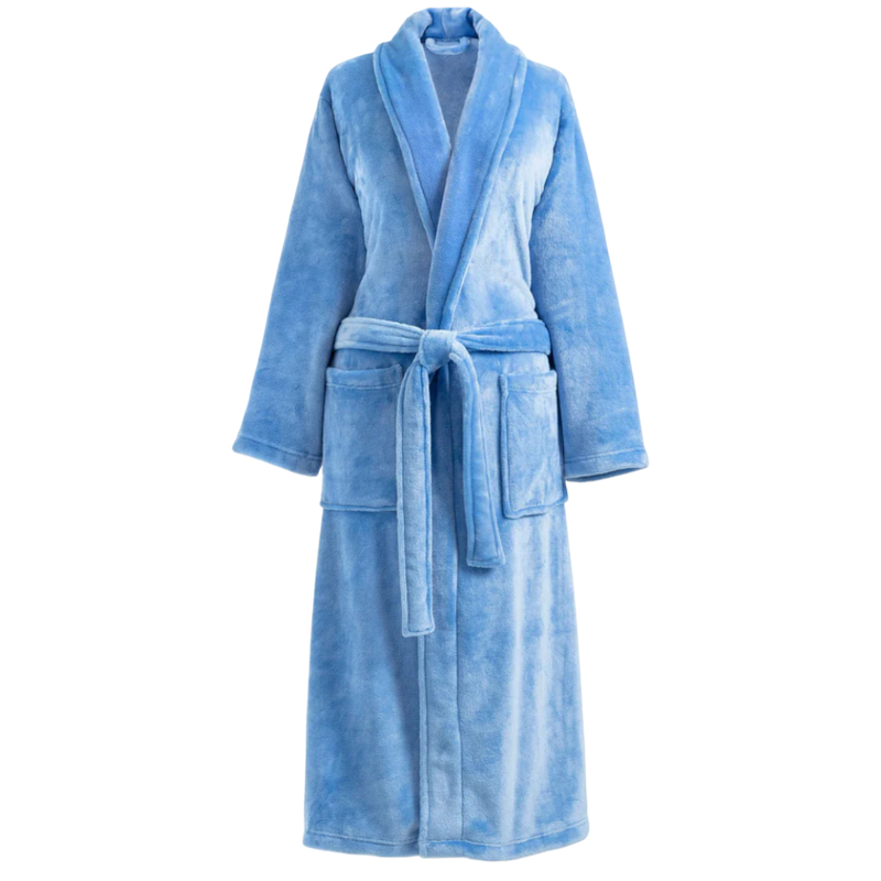 Annie Selke French Blue 2.0 Fleece Bath Robe OSFA