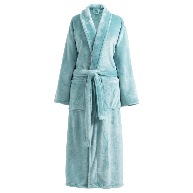 Teal bathrobe on a white background