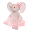 Plush elephant toy with a pink tutu on a white background