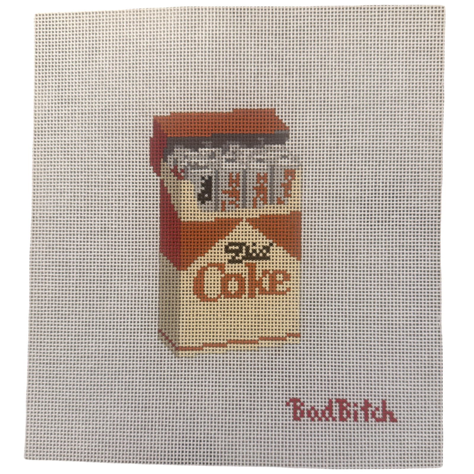 Bad Bitch needlepoint, fridge cigarettes needlepoint, Diet Coke needlepoint, funny needlepoint canvas, hand painted needlepoint canvas, 18 mesh needlepoint, modern needlepoint, cheeky needlepoint canvas, Diet Coke decor, bar cart decor, grandmillennial decor, Palm Beach aesthetic, acrylic tray insert canvas, humorous needlepoint project, trendy needlepoint designs, decorative stitching canvas, contemporary needlepoint, statement needlepoint, gift for stitchers, quirky home decor, retro inspired needlepoint,