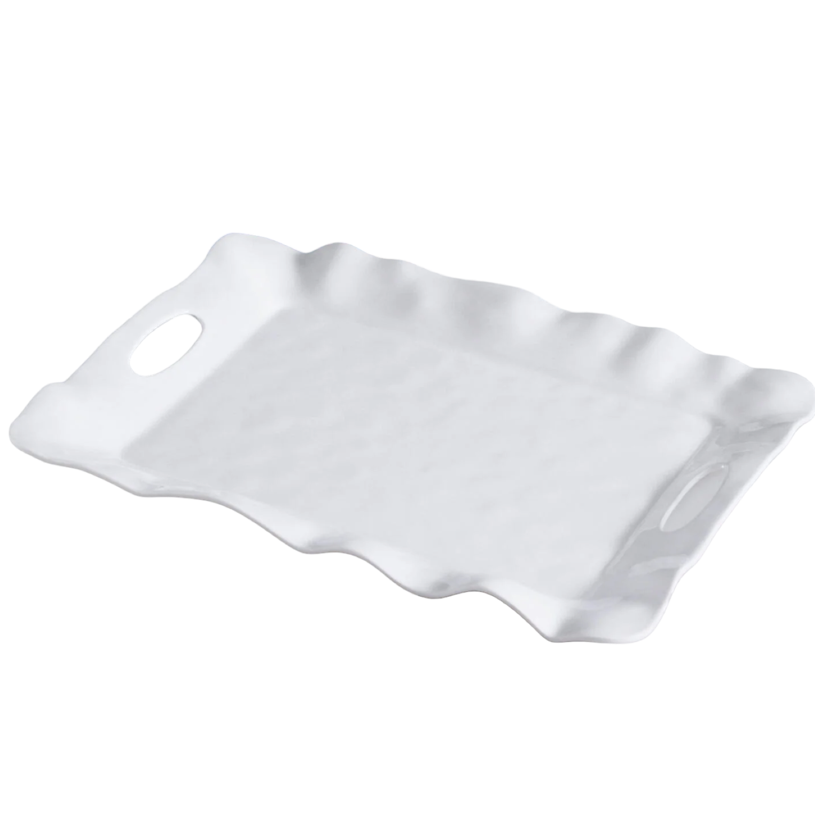 White wavy ceramic plate on a white background