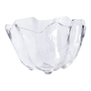 Clear glass bowl with a unique design on a white background