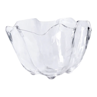 Clear glass bowl with a unique design on a white background