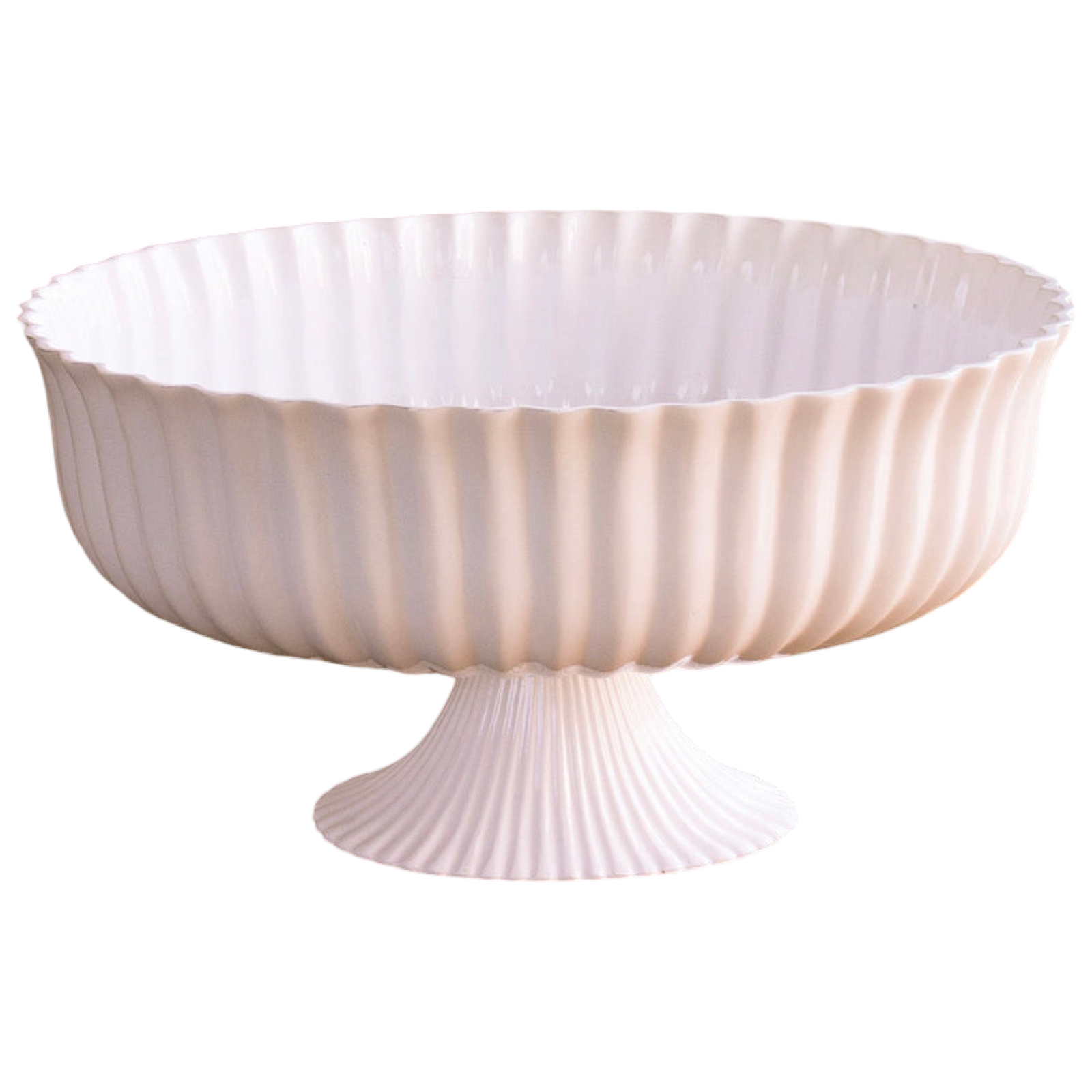 Decorative bowl with ribbed design on a white background