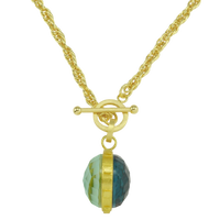 Betty Carre Gisele Necklace, Aqua Mist necklace, Clover necklace, reversible pendant necklace, double sided pendant, gemstone necklace, Betty Carre jewelry, layering necklace, gold necklace, everyday jewelry, colorful pendant necklace, statement necklace, boutique jewelry, gift for her, fashion jewelry, designer jewelry, elegant necklace, versatile jewelry, women's necklace, Betty Carre pendant